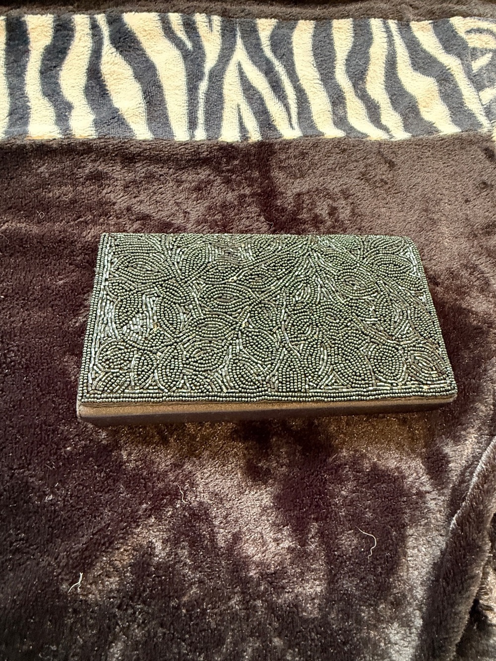 La Regale Black Beaded Evening Clutch
